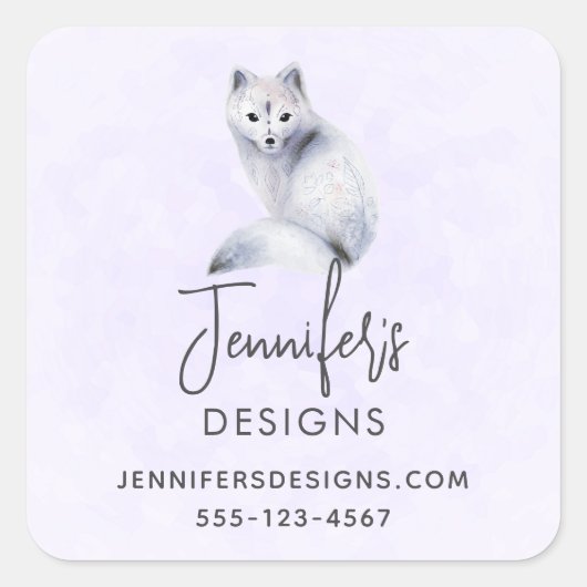 かわいい北欧キツネとフローラマーキング事業 スクエアシール (正面)