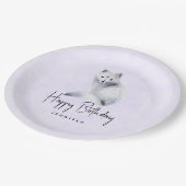 かわいい北欧キツネとフローラマーキング誕生日 ペーパープレート (アングル)