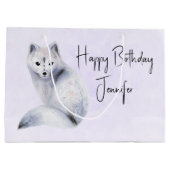 かわいい北欧キツネとフローラマーキング誕生日 ラージペーパーバッグ (裏面)