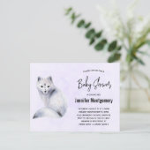 かわいい北欧キツネとフローラマーキング赤ちゃんシャワー インビテーションポストカード (スタンド正面)