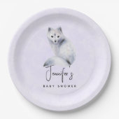かわいい北欧キツネとフローラマーキング赤ちゃんシャワー ペーパープレート (正面)