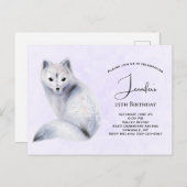 かわいい北欧キツネとフローラマーキング インビテーションポストカード (正面/裏面)