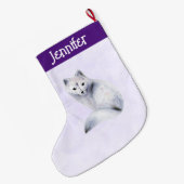 かわいい北欧キツネとフローラマーキング ラージクリスマスストッキング (裏面 (吊り時))