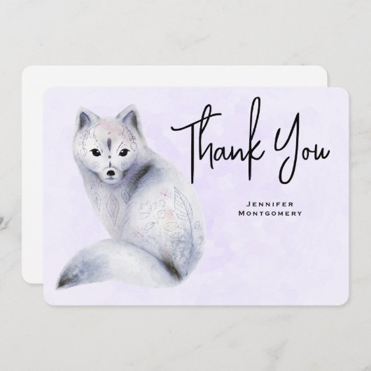 かわいい北欧キツネとフローラマークありがとう サンキューカード (正面/裏面)