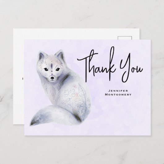 かわいい北欧キツネとフローラマークありがとう ポストカード (正面/裏面)