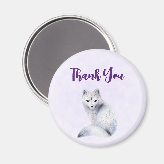 かわいい北欧キツネとフローラマークありがとう マグネット (正面/裏面)