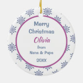 かわいい北欧スタイルトナカイパーソナライズされたキッズ セラミックオーナメント (裏面)