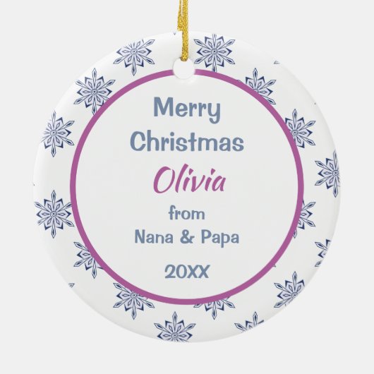 かわいい北欧スタイルトナカイパーソナライズされたキッズ セラミックオーナメント (裏面)