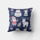 かわいい北欧スタイル動物とサンタパターン クッション (裏面)