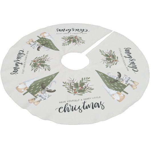 かわいい北欧格言クリスマス ブラッシュドポリエステルツリースカート (アングル)