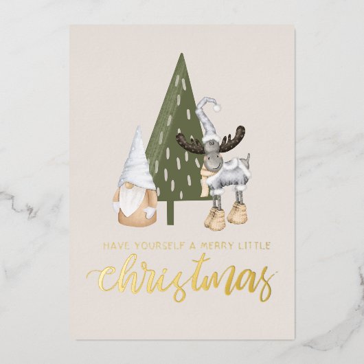 かわいい北欧格言クリスマス 箔シーズンカード (正面)
