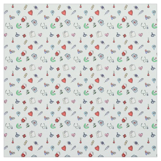 かわいい医用アイコンのパターン ファブリック (見本)