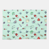 かわいい医療アイコンパターン キッチンタオル (横)