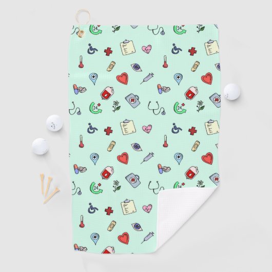 かわいい医療アイコンパターン ゴルフタオル (インサイチュ)