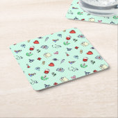 かわいい医療アイコンパターン スクエアペーパーコースター (アングル)