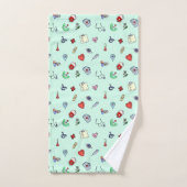 かわいい医療アイコンパターン バスタオルセット (ハンドタオル)