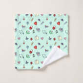 かわいい医療アイコンパターン バスタオルセット (ウォッシュタオル)