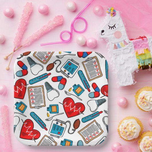 かわいい医療ナースドクターテーマ混合パターン ペーパープレート (パーティー)