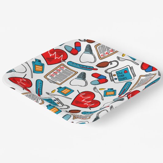 かわいい医療ナースドクターテーマ混合パターン ペーパープレート