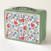 かわいい医療ナースドクターテーマ混合パターン メタルランチボックス (裏面)