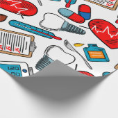 かわいい医療ナースドクターテーマ混合パターン ラッピングペーパー (角)