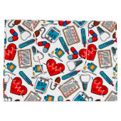 かわいい医療ナースドクターテーマ混合パターン ラージペーパーバッグ (裏面)