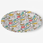 かわいい医療ナース、医師、医療をテーマにした ペーパープレート (アングル)