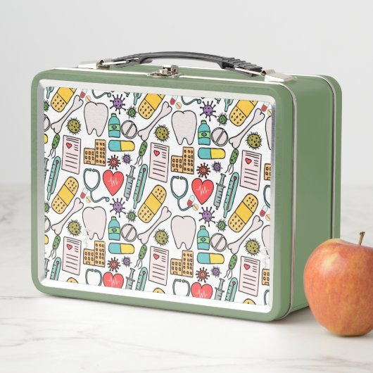 かわいい医療ナース、医師、医療をテーマにした メタルランチボックス (インサイチュ)