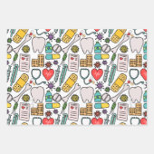 かわいい医療ナース、医師、医療をテーマにした ラッピングペーパーシート (正面)