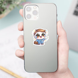 かわいい医療従事者メガネスーツブリーフケース シール