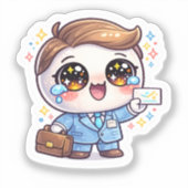 かわいい医療従事者メガネスーツブリーフケース シール (正面)