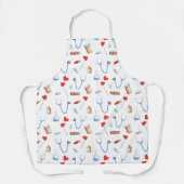 かわいい医療機器パターン（の模様が）ある医 エプロン (正面)