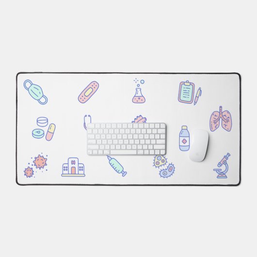かわいい医療漫画の医師の看護のドードル デスクマット (キーボード&マウス)