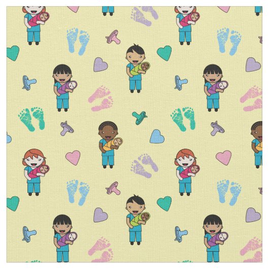 かわいい医者と新生児ナース ファブリック (クローズアップ)