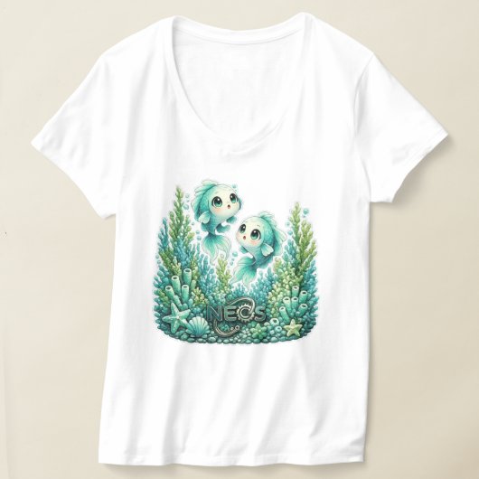 かわいい十二星座ネオス魚座 Tシャツ (レイダウン)