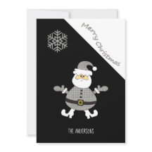 かわいい千鳥格子のサンタスノーフレーク