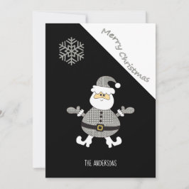 かわいい千鳥格子のサンタスノーフレーク