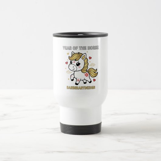 かわいい午年 2026 フラワーハート トラベルマグ (中央)