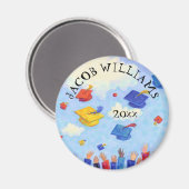 かわいい卒業キャップトス名前と年を追加 マグネット (正面/裏面)