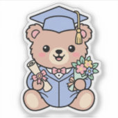 かわいい卒業テディベアの卒業証書とぬいぐるみギフト シール (正面)