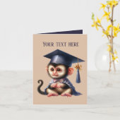 かわいい卒業式の追加メッセージモンキー カード (黄色い花)