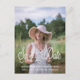 かわいい卒業式のSave the Date Girl 写真 ポストカード