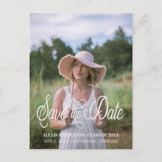 かわいい卒業式のSave the Date Girl 写真 ポストカード (正面)