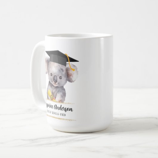 かわいい卒業式コアラパーソナライズされた コーヒーマグカップ (正面左)