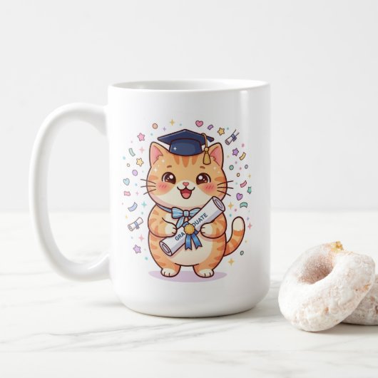 かわいい卒業猫のマグカップ コーヒーマグカップ (ドーナツ)