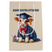 かわいい卒業祝い牛 ミディアムペーパーバッグ (裏面)