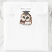 かわいい卒業鳥この本は蔵書票 ラウンドシール (バッグ)