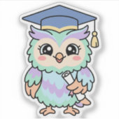 かわいい卒業 フクロウ かわいい 賢い卒業生 シール (正面)