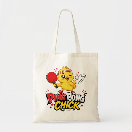 かわいい卓球デザインのひよこちゃん トートバッグ (正面)