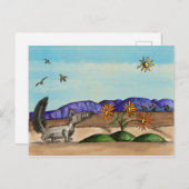 かわいい南西部の動物フローラ景観芸術 ポストカード (正面/裏面)